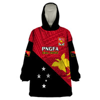 Personalised Papua New Guinea Football Wearable Blanket Hoodie Go PNG Polynesian Pattern Sporty Style - Wonder Print Shop