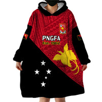 Personalised Papua New Guinea Football Wearable Blanket Hoodie Go PNG Polynesian Pattern Sporty Style - Wonder Print Shop