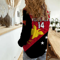 Personalised Papua New Guinea Football Women Casual Shirt Go PNG Polynesian Pattern Sporty Style - Wonder Print Shop