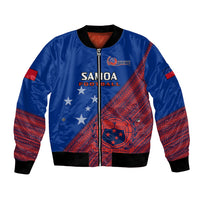 Samoa Football Bomber Jacket Samoan Coat Of Arm Polynesian Sporty Style - Wonder Print Shop