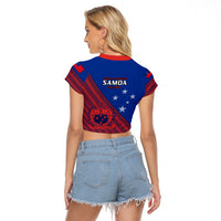 Samoa Football Raglan Cropped T Shirt Samoan Coat Of Arm Polynesian Sporty Style - Wonder Print Shop