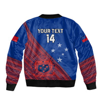 Personalised Samoa Football Bomber Jacket Samoan Coat Of Arm Polynesian Sporty Style - Wonder Print Shop