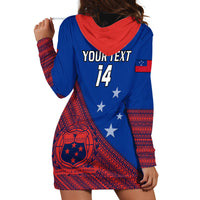 Personalised Samoa Football Hoodie Dress Samoan Coat Of Arm Polynesian Sporty Style - Wonder Print Shop
