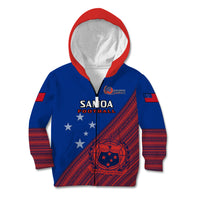 Personalised Samoa Football Kid Hoodie Samoan Coat Of Arm Polynesian Sporty Style - Wonder Print Shop