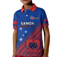 Personalised Samoa Football Kid Polo Shirt Samoan Coat Of Arm Polynesian Sporty Style - Wonder Print Shop