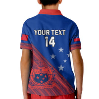 Personalised Samoa Football Kid Polo Shirt Samoan Coat Of Arm Polynesian Sporty Style - Wonder Print Shop