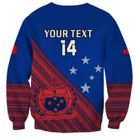 Personalised Samoa Football Sweatshirt Samoan Coat Of Arm Polynesian Sporty Style - Wonder Print Shop