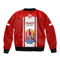 Tahitian Football Bomber Jacket Tahiti Coat Of Arm Polynesian Sporty Style - Wonder Print Shop