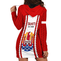 Tahitian Football Hoodie Dress Tahiti Coat Of Arm Polynesian Sporty Style - Wonder Print Shop