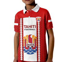 Personalised Tahitian Football Kid Polo Shirt Tahiti Coat Of Arm Polynesian Sporty Style - Wonder Print Shop