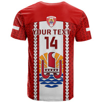 Personalised Tahitian Football T Shirt Tahiti Coat Of Arm Polynesian Sporty Style - Wonder Print Shop