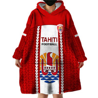 Personalised Tahitian Football Wearable Blanket Hoodie Tahiti Coat Of Arm Polynesian Sporty Style - Wonder Print Shop