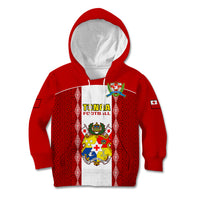 Tonga Football Kid Hoodie Tongan Ngatu Pattern Sporty Style - Wonder Print Shop