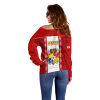 Tonga Football Off Shoulder Sweater Tongan Ngatu Pattern Sporty Style - Wonder Print Shop