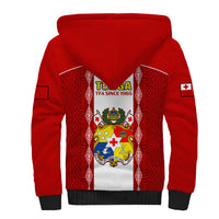 Tonga Football Sherpa Hoodie Tongan Ngatu Pattern Sporty Style - Wonder Print Shop
