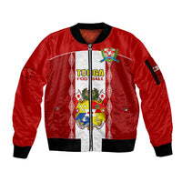 Tonga Football Sleeve Zip Bomber Jacket Tongan Ngatu Pattern Sporty Style - Wonder Print Shop
