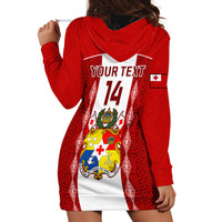 Personalised Tonga Football Hoodie Dress Tongan Ngatu Pattern Sporty Style - Wonder Print Shop