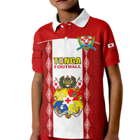 Personalised Tonga Football Kid Polo Shirt Tongan Ngatu Pattern Sporty Style - Wonder Print Shop