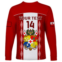 Personalised Tonga Football Long Sleeve Shirt Tongan Ngatu Pattern Sporty Style - Wonder Print Shop