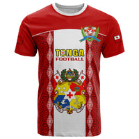 Personalised Tonga Football T Shirt Tongan Ngatu Pattern Sporty Style - Wonder Print Shop
