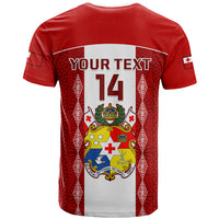Personalised Tonga Football T Shirt Tongan Ngatu Pattern Sporty Style - Wonder Print Shop