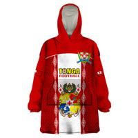 Personalised Tonga Football Wearable Blanket Hoodie Tongan Ngatu Pattern Sporty Style - Wonder Print Shop