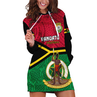 Vanuatu Football Hoodie Dress Vanuatuan Coat Of Arm Polynesian Flag Style - Wonder Print Shop
