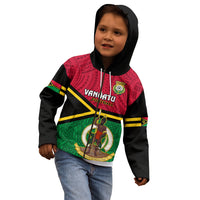 Vanuatu Football Kid Hoodie Vanuatuan Coat Of Arm Polynesian Flag Style - Wonder Print Shop