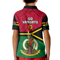 Vanuatu Football Kid Polo Shirt Vanuatuan Coat Of Arm Polynesian Flag Style - Wonder Print Shop