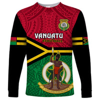 Vanuatu Football Long Sleeve Shirt Vanuatuan Coat Of Arm Polynesian Flag Style - Wonder Print Shop