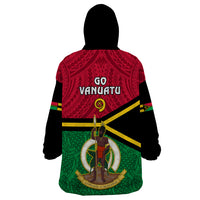 Vanuatu Football Wearable Blanket Hoodie Vanuatuan Coat Of Arm Polynesian Flag Style - Wonder Print Shop