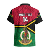 Personalised Vanuatu Football Hawaiian Shirt Vanuatuan Coat Of Arm Polynesian Flag Style - Wonder Print Shop