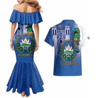 El Salvador Independence Day Couples Matching Mermaid Dress and Hawaiian Shirt 203rd Anniversary Torogoz Bird - Wonder Print Shop