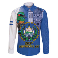 El Salvador Independence Day Family Matching Off Shoulder Short Dress and Hawaiian Shirt 203rd Anniversary Torogoz Bird - Wonder Print Shop