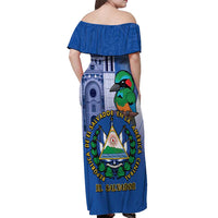El Salvador Independence Day Off Shoulder Maxi Dress 203rd Anniversary Torogoz Bird - Wonder Print Shop
