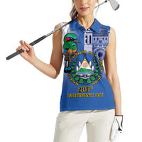 El Salvador Independence Day Women Sleeveless Polo Shirt 203rd Anniversary Torogoz Bird - Wonder Print Shop