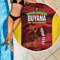 Custom Guyana Cricket Beach Blanket Go Amazon Warriors Marble Pattern - Wonder Print Shop