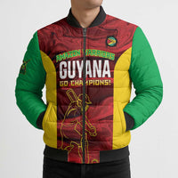 Custom Guyana Cricket Bomber Puffer Jacket Go Amazon Warriors Marble Pattern - Wonder Print Shop