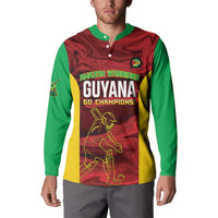 Custom Guyana Cricket Button Sweatshirt Go Amazon Warriors Marble Pattern - Wonder Print Shop