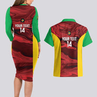 Custom Guyana Cricket Couples Matching Long Sleeve Bodycon Dress and Hawaiian Shirt Go Amazon Warriors Marble Pattern - Wonder Print Shop