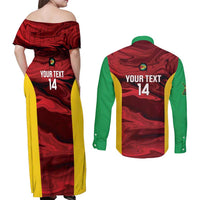 Custom Guyana Cricket Couples Matching Off Shoulder Maxi Dress and Long Sleeve Button Shirt Go Amazon Warriors Marble Pattern - Wonder Print Shop