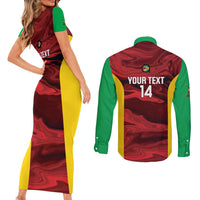 Custom Guyana Cricket Couples Matching Short Sleeve Bodycon Dress and Long Sleeve Button Shirt Go Amazon Warriors Marble Pattern - Wonder Print Shop