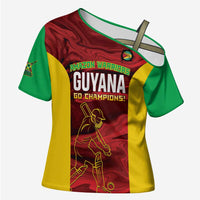 Custom Guyana Cricket Cross Shoulder Shirt Go Amazon Warriors Marble Pattern - Wonder Print Shop
