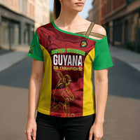 Custom Guyana Cricket Cross Shoulder Shirt Go Amazon Warriors Marble Pattern - Wonder Print Shop