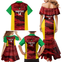 Custom Guyana Cricket Family Matching Mermaid Dress and Hawaiian Shirt Go Amazon Warriors Marble Pattern - Wonder Print Shop