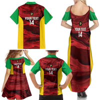 Custom Guyana Cricket Family Matching Summer Maxi Dress and Hawaiian Shirt Go Amazon Warriors Marble Pattern - Wonder Print Shop