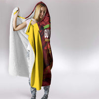 Custom Guyana Cricket Hooded Blanket Go Amazon Warriors Marble Pattern - Wonder Print Shop