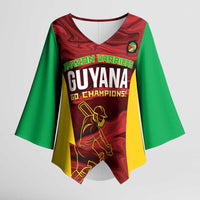Custom Guyana Cricket Kimono Sleeve Blouse Go Amazon Warriors Marble Pattern - Wonder Print Shop