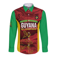 Custom Guyana Cricket Long Sleeve Button Shirt Go Amazon Warriors Marble Pattern - Wonder Print Shop