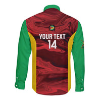 Custom Guyana Cricket Long Sleeve Button Shirt Go Amazon Warriors Marble Pattern - Wonder Print Shop